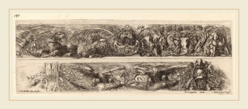 Stefano Della Bella (Italian, 1610-1664), Two Ornamental Bands with Chained Leopards and Eagles,
