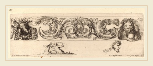 Stefano Della Bella (Italian, 1610-1664), Ornamental Frieze with Eagle and Lion Engarlanded by