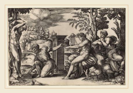 Master of the Die after Raphael (Italian, active c. 1532), Apollo and Marsyas, engraving