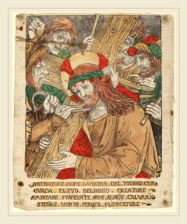 Italian 16th Century, Christ Carrying the Cross, 1510-1525, hand-colored woodcut