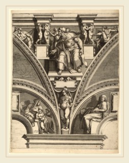 Giorgio Ghisi after Michelangelo (Italian, 1520-1582), The Prophet Ezekiel, early 1570s, engraving