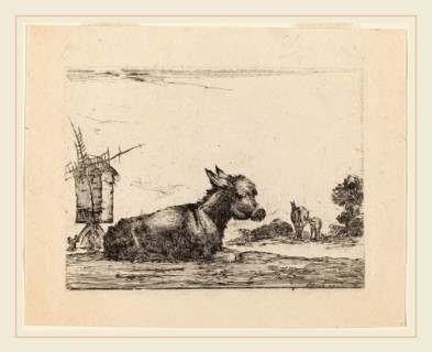 Stefano Della Bella (Italian, 1610-1664), Donkey Resting, 1642, etching