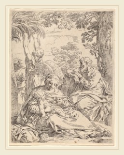 Simone Cantarini (Italian, 1612-1648), The Rest on the Flight into Egypt, etching