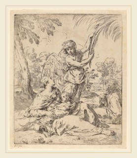 Simone Cantarini (Italian, 1612-1648), The Rest on the Flight into Egypt, etching