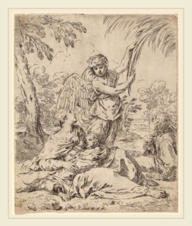 Simone Cantarini (Italian, 1612-1648), The Rest on the Flight into Egypt, etching