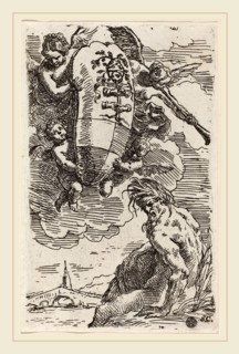 Simone Cantarini (Italian, 1612-1648), Frontispiece with Coat of Arms, etching