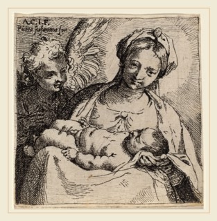 Annibale Carracci (Italian, 1560-1609), Madonna and Child with an Angel, 1590-1595, etching on laid