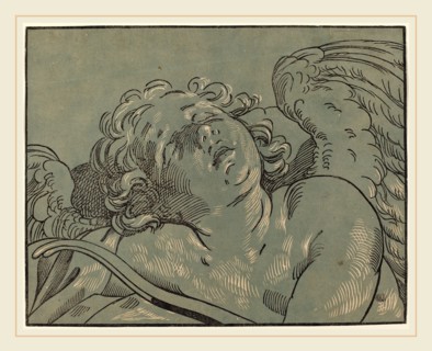 Bartolomeo Coriolano after Guido Reni (Italian, active 1627-1653), Cupid Asleep, chiaroscuro