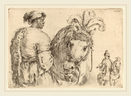 Stefano Della Bella (Italian, 1610-1664), Negro Feeding a Horse, probably 1662, etching on laid