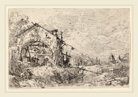 Canaletto (Italian, 1697-1768), Landscape with a Woman at a Well, c. 1735-1746, etching