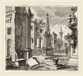 Giuseppe Antonio Landi (Italian, 1713-1791), Fantastic Townscape with Ruins, before 1753, etching