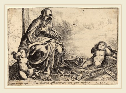 Pierre Brebiette, Virgin Bowing to Instruments of the Passion, French, 1598-c. 1650, etching