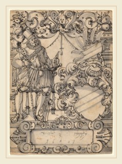Hans Jegli II (Swiss, 1580-1643), A Donor with a Coat of Arms (Schildbegleiter und Wappenschild mit