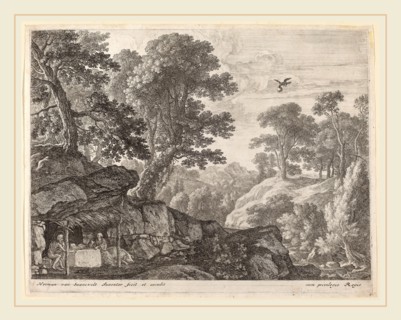 Herman van Swanevelt, Saint Paul and Saint Anthony Fed by the Raven, Dutch, c. 1600-1655, etching