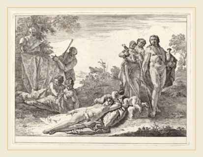 Francesco Fontebasso (Italian, 1709-1769), Apollo and Nymphs in a Landscape with a Bust of Pan,