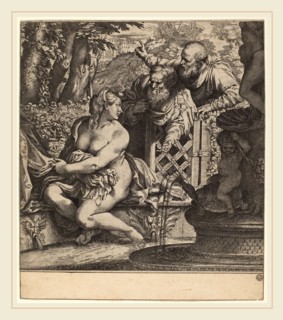 Annibale Carracci (Italian, 1560-1609), Susanna and the Elders, 1590-1595, etching and engraving on