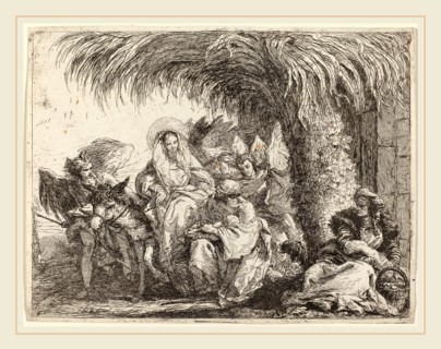 Giovanni Domenico Tiepolo (Italian, 1727-1804), Joseph Kneels with the Child before Mary on the