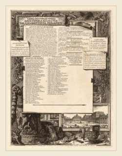 Giovanni Battista Piranesi and Francesco Piranesi (authors) (Italian, 1720-1778), Catalogo delle