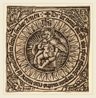 Netherlandish 15th Century, Divine Infant with the Globe in a Circle  with Four Angels, probably c.