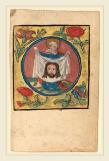 Netherlandish 15th Century, Saint Veronica with the Sudarium, c. 1500, woodcut, hand-colored in