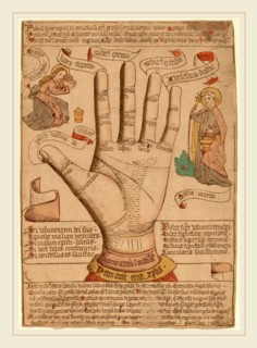 Netherlandish 15th Century, The Hand as the Mirror of Salvation, 1466, woodcut, hand-colored in