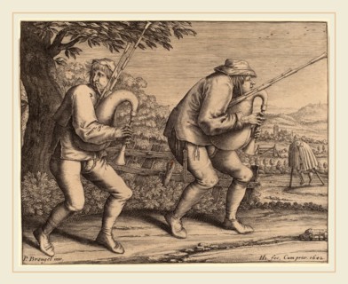 Hendrik Hondius I after Pieter Bruegel the Elder (Dutch, 1573-1649 or after), Two Bagpipe Players,