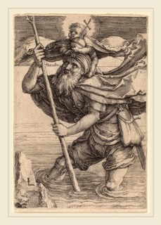 Lucas van Leyden (Netherlandish, 1489-1494-1533), Saint Christopher Carrying the Infant Christ, c.