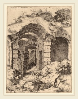 Hieronymus Cock (Flemish, c. 1510-1570), Sixth View of the Colosseum, probably 1550, etching on