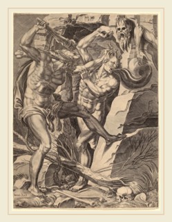 Dirck Volckertz Coornhert (Netherlandish, 1522-1590), Hercules Killing Cacus, 1554, counterproof of