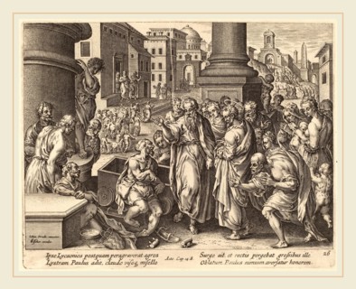 Philip Galle after Jan van der Straet (Flemish, 1537-1612), Saint Paul Heals the Lame Man at