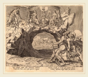 Philip Galle after Maerten van Heemskerck (Flemish, 1537-1612), The Diligent Worker Aspiring to the