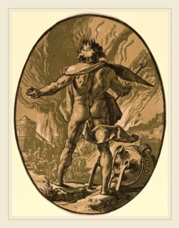 Hendrik Goltzius (Dutch, 1558-1617), Pluto, 1588-1590, chiaroscuro woodcut in sepia-ochre, green