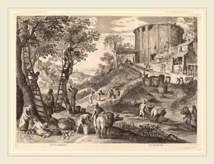 Aegidius Sadeler II after Paul Bril (Flemish, c. 1570-1629), September and October, 1615, engraving