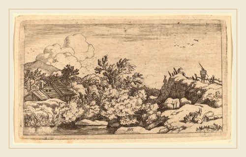 Allart van Everdingen (Dutch, 1621-1675), Goat Herd on a Hill, probably c. 1645-1656, etching