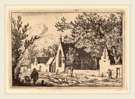 Allart van Everdingen (Dutch, 1621-1675), Swine Herd near a Chapel, probably c. 1645-1656, etching