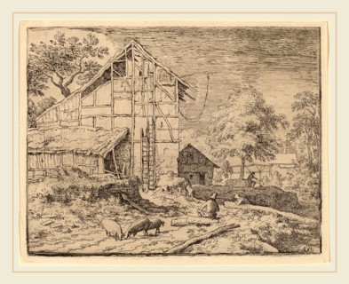 Allart van Everdingen (Dutch, 1621-1675), Cottage with Two Ladders, probably c. 1645-1656, etching