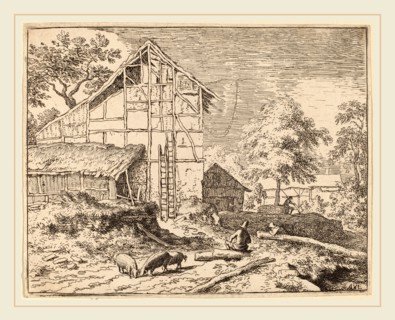 Allart van Everdingen (Dutch, 1621-1675), Cottage with Two Ladders, probably c. 1645-1656, etching