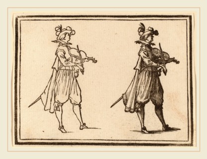 Edouard Eckman after Jacques Callot (Flemish, born c. 1600), Violinist, 1621, woodcut