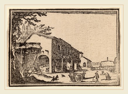 Edouard Eckman after Jacques Callot (Flemish, born c. 1600), Courtyard of a Farm, 1621, woodcut