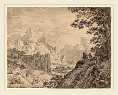 Jan van Aken after Herman Saftleven (Dutch, 1614-1661), View of the River Rhine, etching on laid