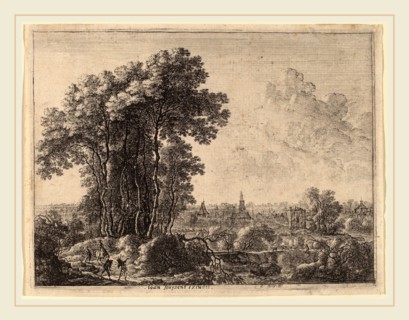 Gilles Neyts (Flemish, 1623-1687), Landscape with Horseman and Three Travelers, etching