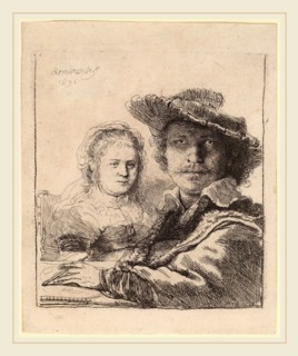 Rembrandt van Rijn (Dutch, 1606-1669), Self-Portrait with Saskia, 1636, etching