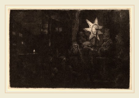 Rembrandt van Rijn (Dutch, 1606-1669), The Star of the Kings: a Night Piece, c. 1651, etching, with