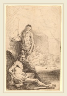 Rembrandt van Rijn (Dutch, 1606-1669), Nude Man Seated and Nude Man Standing,  with a Woman and