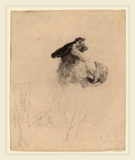 Rembrandt van Rijn (Dutch, 1606-1669), Old Man Shading His Eyes with His Hand, c. 1639, etching and