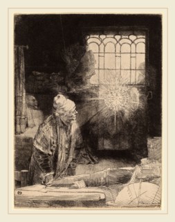 Rembrandt van Rijn (Dutch, 1606-1669), Faust, c. 1652, etching, drypoint and burin on a heavy white