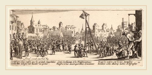 Gerrit van Schagen after Jacques Callot (Dutch, c. 1642-1690 or after), The Strappado, etching and