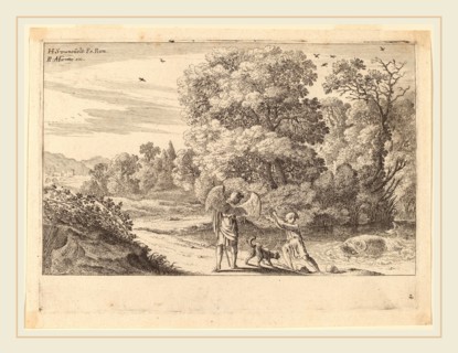 Herman van Swanevelt (Dutch, c. 1600-1655), Tobias Frightened by the Fish, etching