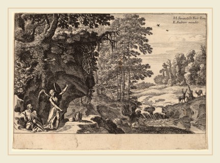Herman van Swanevelt (Dutch, c. 1600-1655), Elijah in the Wilderness, etching
