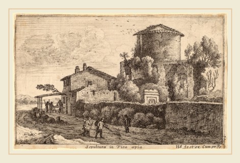 Herman van Swanevelt (Dutch, c. 1600-1655), Tomb on the Via Appia, etching